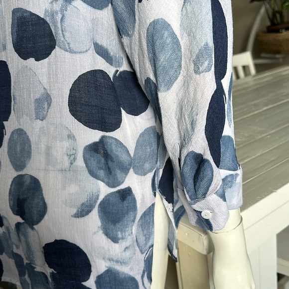 PAPILLION size small ladies VISCOSE flowing Boho blue two-tone with white shirt - Picture 5 of 10